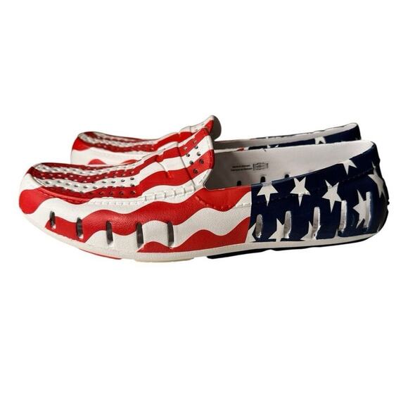 Floafers NEW Country Club Driver Men's 9 USA Patriotic Waterproof Boat Shoes - Picture 5 of 8